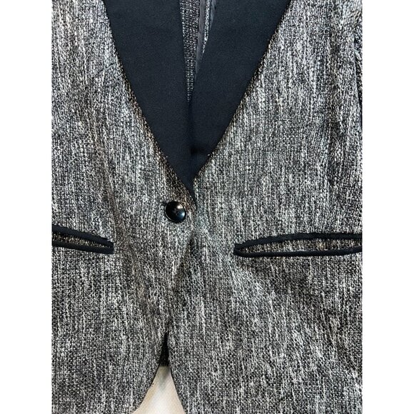 Mossimo Women's Tweed One Button Blazer Long Sleeve Size 10 Black Silver - Picture 8 of 12